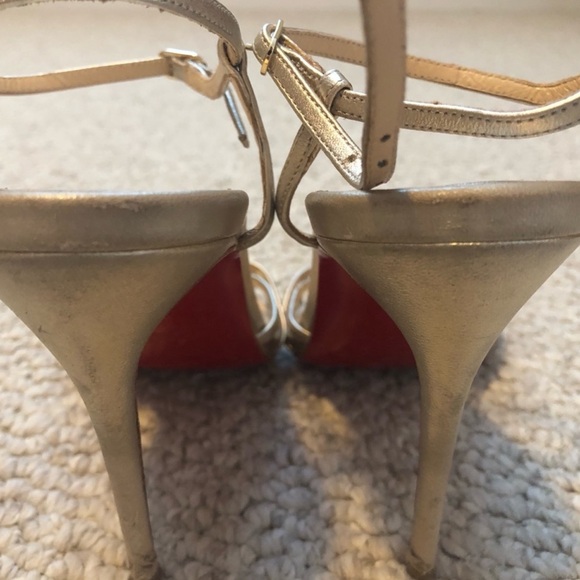 Christian Louboutin Gold Strappy Sandals Size 38 - Picture 7 of 9